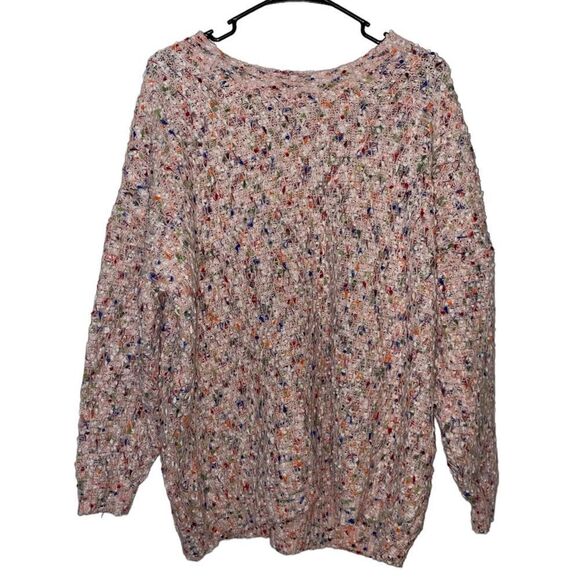 Pink Speckled Oversized Crewneck Sweater Size 3X - Picture 1 of 3